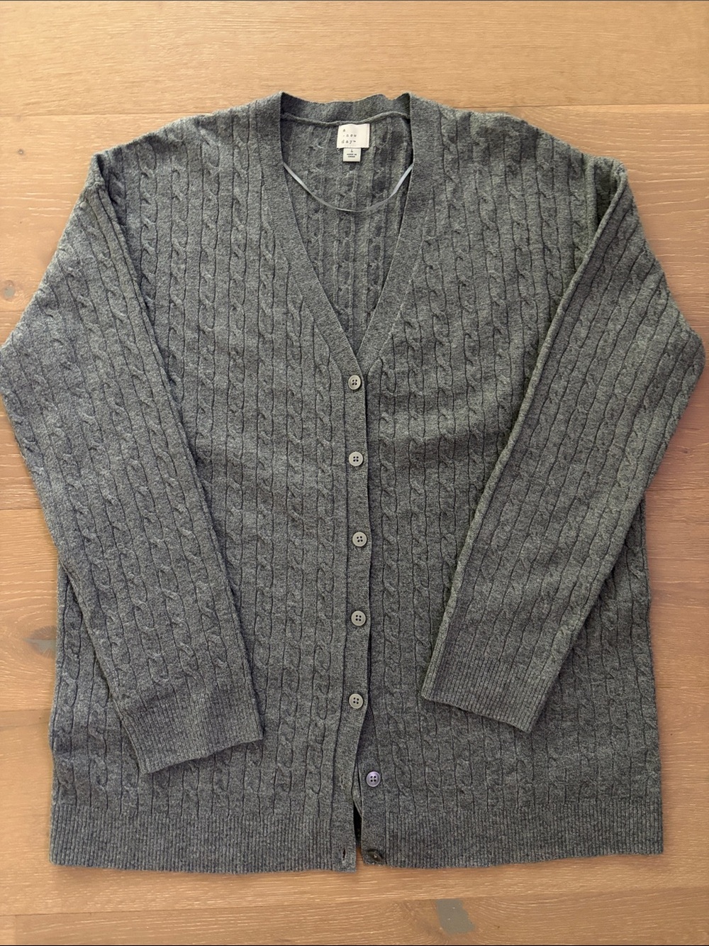 a new day Women’s Dark Gray Cable-Knit Cardigan